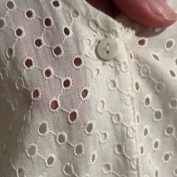 LOVESHACKFANCY Jodie Eyelet Ruffle White Dress $695 Size 4 Button Down - Picture 11 of 16